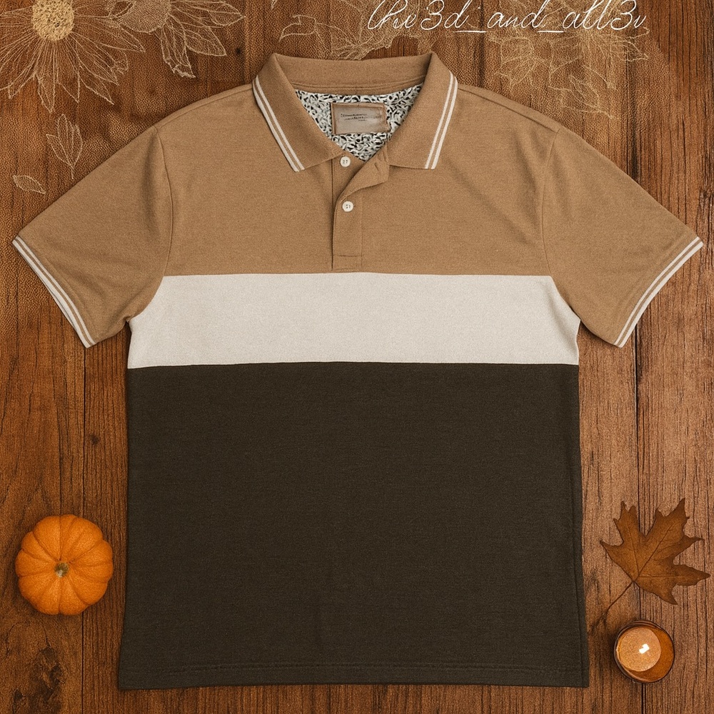 Denim & Flower by Ricky Singh Men’s Stretch Polo — Colorblock (XL)